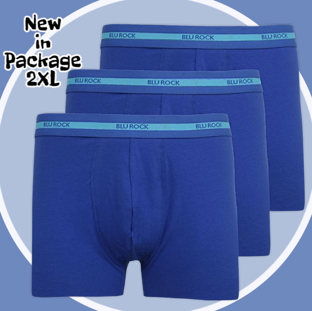 NEW NEVER OPENED BLU ROCK Men's Cotton Flex Stretch Boxer Briefs - 3 Pack - 2XL